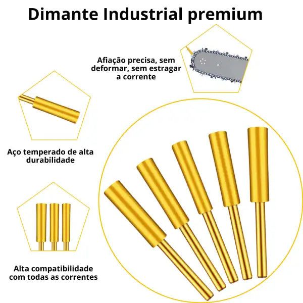 Kit Afiador Diamantado de Corrente para Motosserra - CortePro™