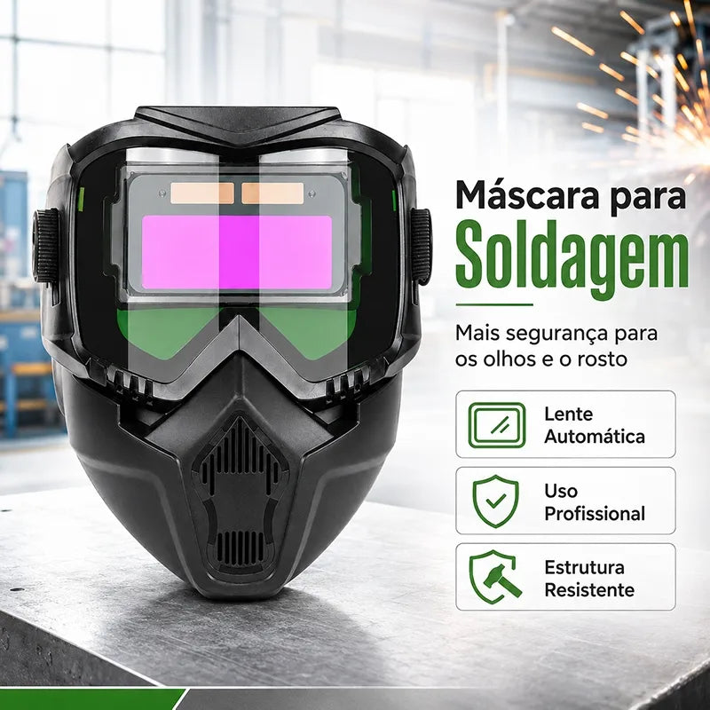 Máscara de Soldagem com Escurecimento Automático + Brinde