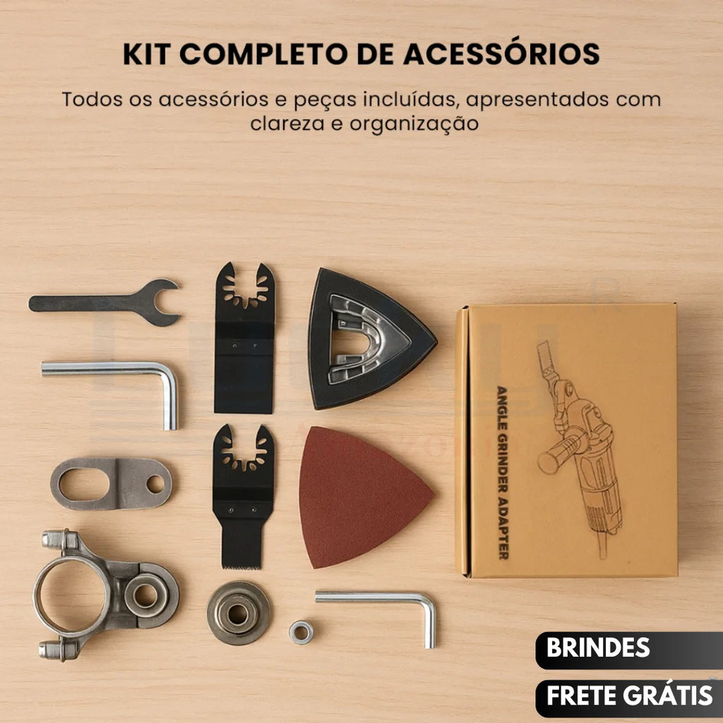 Kit Adaptador Oscilante para Esmerilhadeira - Multifuncional + Kit 2 Chaves de Brinde