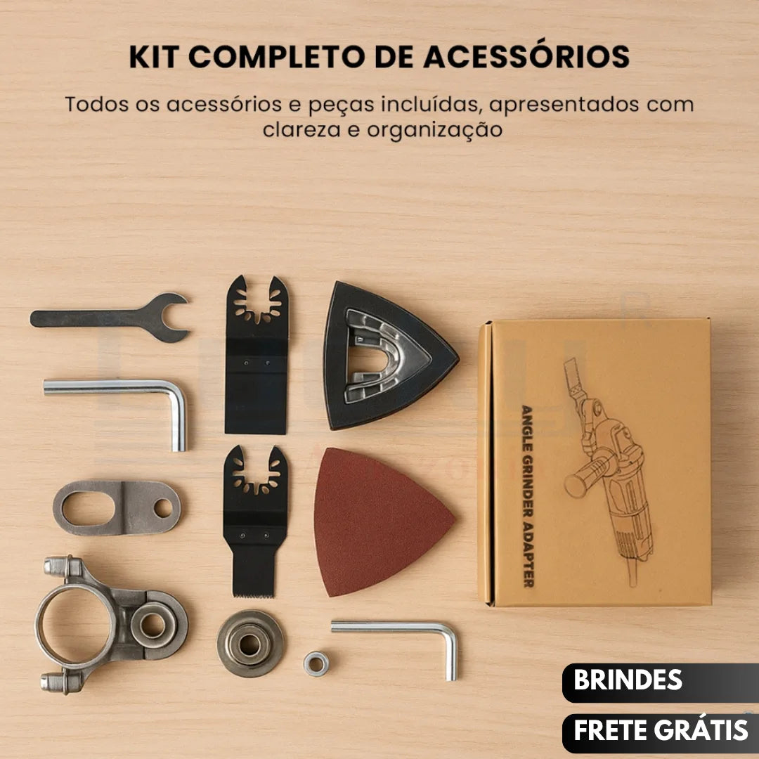 Kit Adaptador Oscilante para Esmerilhadeira - Multifuncional + Kit 2 Chaves de Brinde
