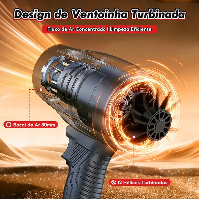 Soprador Turbo Portátil sem Fio 48V - SoarFly Limpeza Eficiente + 2 Baterias de brinde