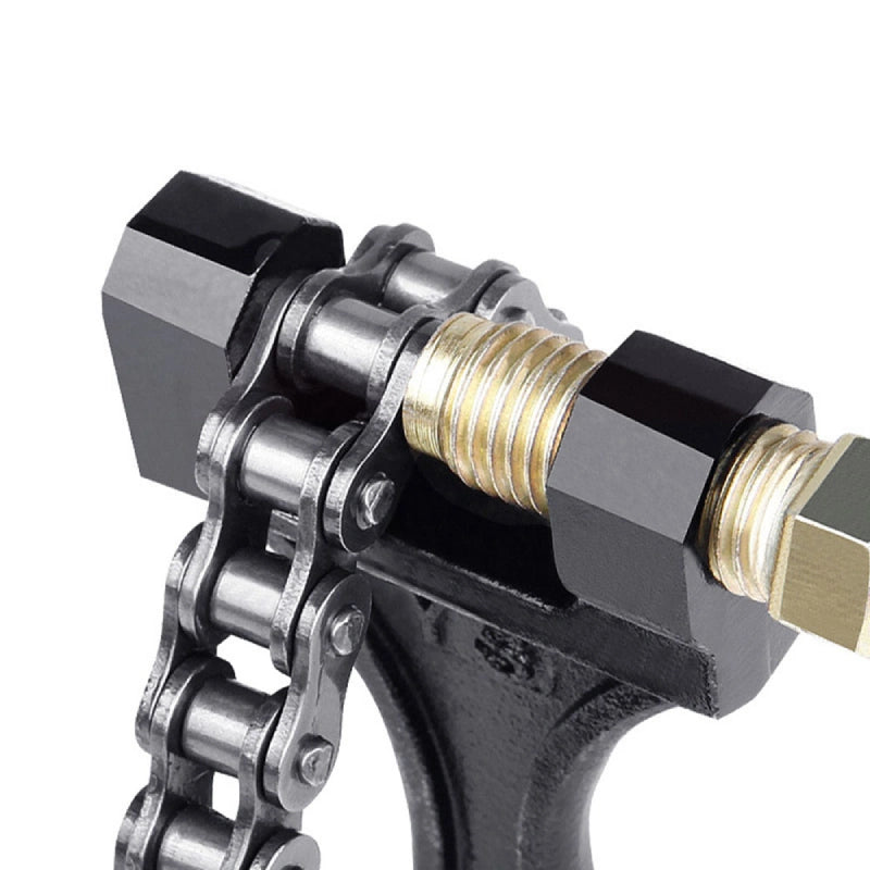 chave extratora pinos corrente, extrator corrente moto bike, ferramenta corrente 420 530, remove pino corrente moto, chave corrente bicicleta, manutenção corrente moto, extrator pino aço carbono, chave corrente portátil trilha, ferramenta manutenção bike moto, instalar pino corrente ferramenta