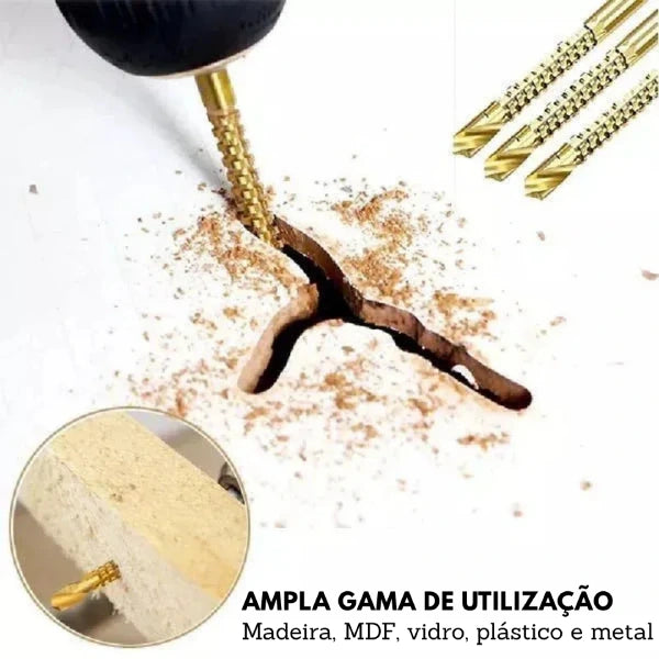 Kit Brocas de TitaniumTwist 3 em 1 - Perfura, Corta e Lixa