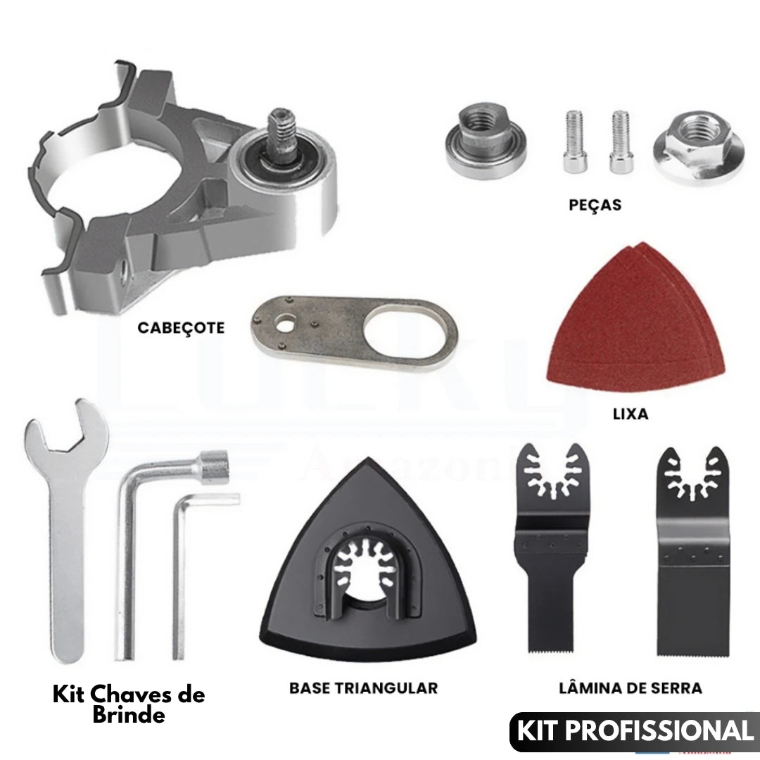 Kit Adaptador Oscilante para Esmerilhadeira - Multifuncional + Kit 2 Chaves de Brinde