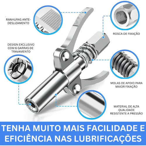 Pistola e Acoplador de Graxa de Alta Pressão - 2 em 1
