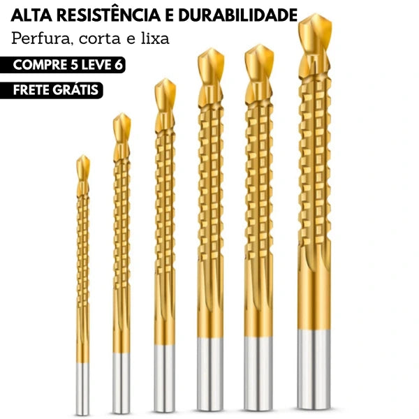 Brocas de TitaniumTwist 3 em 1 - Perfura, Corta e Lixa