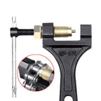 chave extratora pinos corrente, extrator corrente moto bike, ferramenta corrente 420 530, remove pino corrente moto, chave corrente bicicleta, manutenção corrente moto, extrator pino aço carbono, chave corrente portátil trilha, ferramenta manutenção bike moto, instalar pino corrente ferramenta