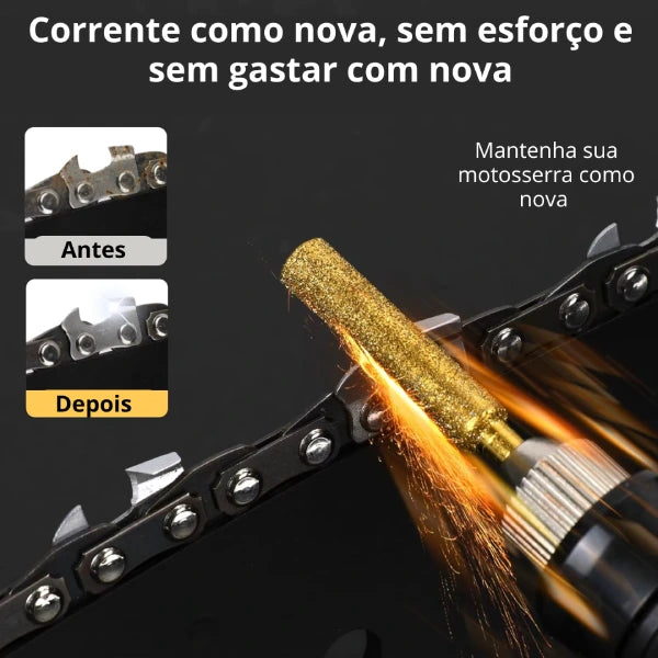 Kit Afiador Diamantado de Corrente para Motosserra - CortePro™