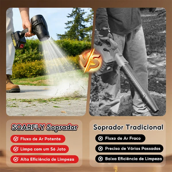 Soprador Turbo Portátil sem Fio 48V - SoarFly Limpeza Eficiente + 2 Baterias de brinde