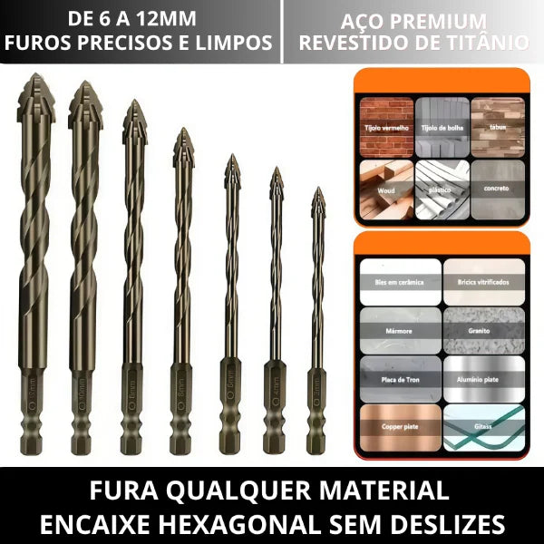 Kit Brocas Serrilhadas Excêntricas - TitanDrill Pro [COMPRE 5 LEVE 6]
