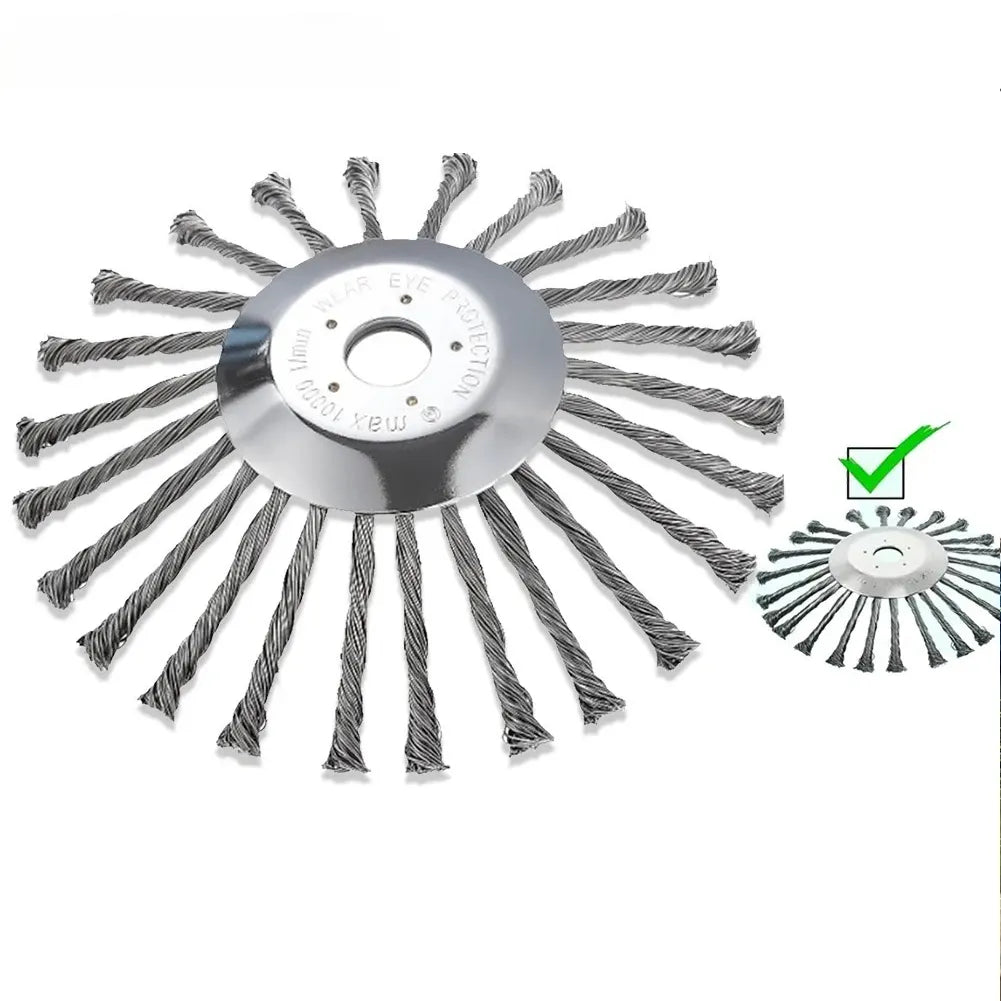 disco escova aço roçadeira, disco capina roçadeira gasolina, aço HS435 roçadeira, remove mato raízes roçadeira, disco limpeza terreno, roçadeira eixo 25mm acessório, capina sem esforço, disco escova sítio chácara, limpeza pesada roçadeira, disco escova grama grossa
