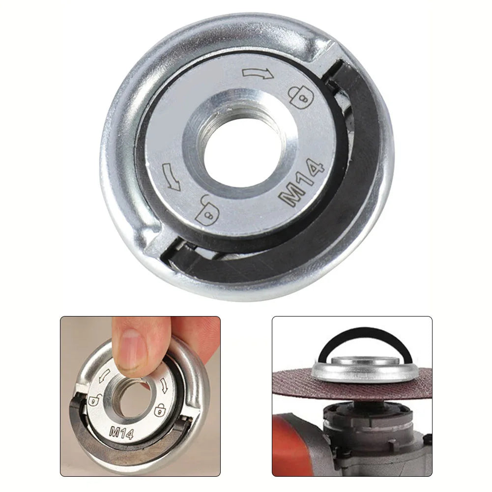 porca flange M14 esmerilhadeira, porca retenção disco esmerilhadeira, flange Milwaukee Multi Fixtec, porca M14 anti-vibração, porca trava disco angular, reposição flange esmerilhadeira, porca aço 45 esmerilhadeira, porca flange 45x9mm, trava disco esmerilhadeira segura, porca flange disco não solta