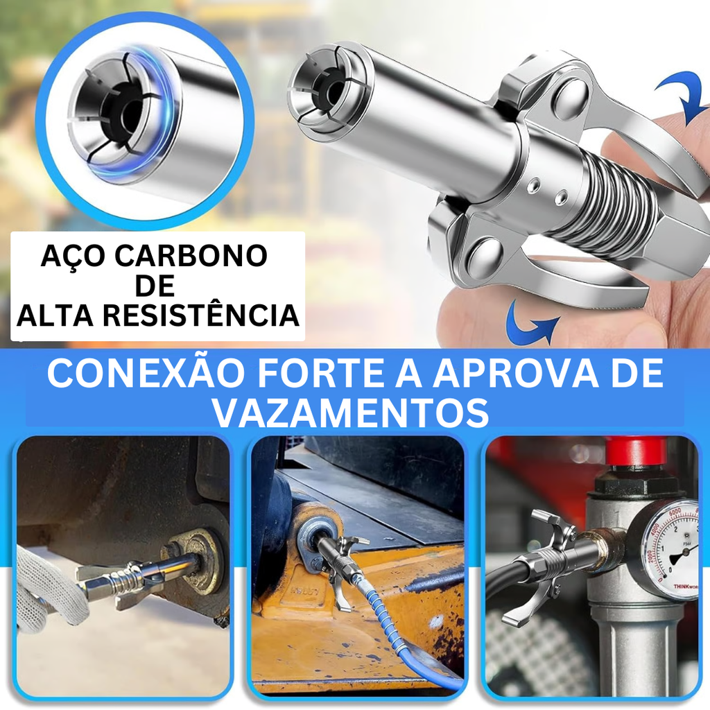 Pistola e Acoplador de Graxa de Alta Pressão - 2 em 1