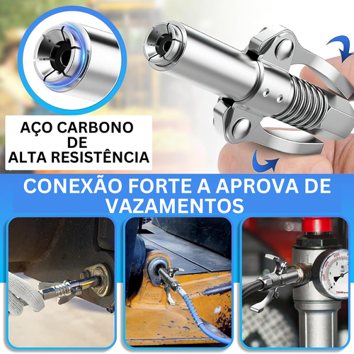 Pistola e Acoplador de Graxa de Alta Pressão - 2 em 1