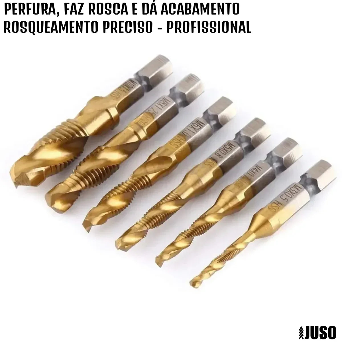 Kit Brocas Rosca 3 em 1 - Perfura, Chanfra e dá Acabamento [Compre 5 leve 6]