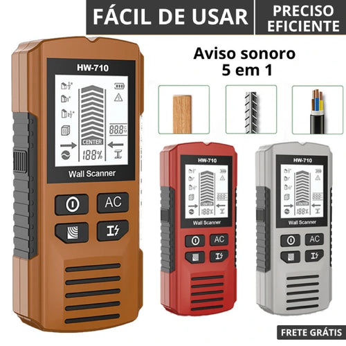 detector de parede 5 em 1, detector fio elétrico parede, detector metal viga madeira, detector parede display LCD, detector parede drywall concreto, scanner parede eletricista, detector parede alarme sonoro, detector parede antes furar, detector estrutural obra, detector parede portátil leve