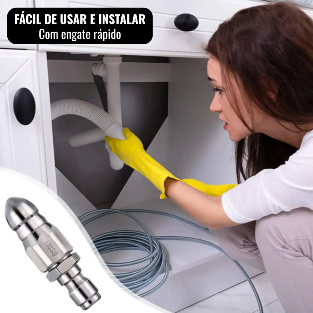 Bico de Limpeza de Tubulação - em Aço Inoxidável com Conexão Rápida 1/4"