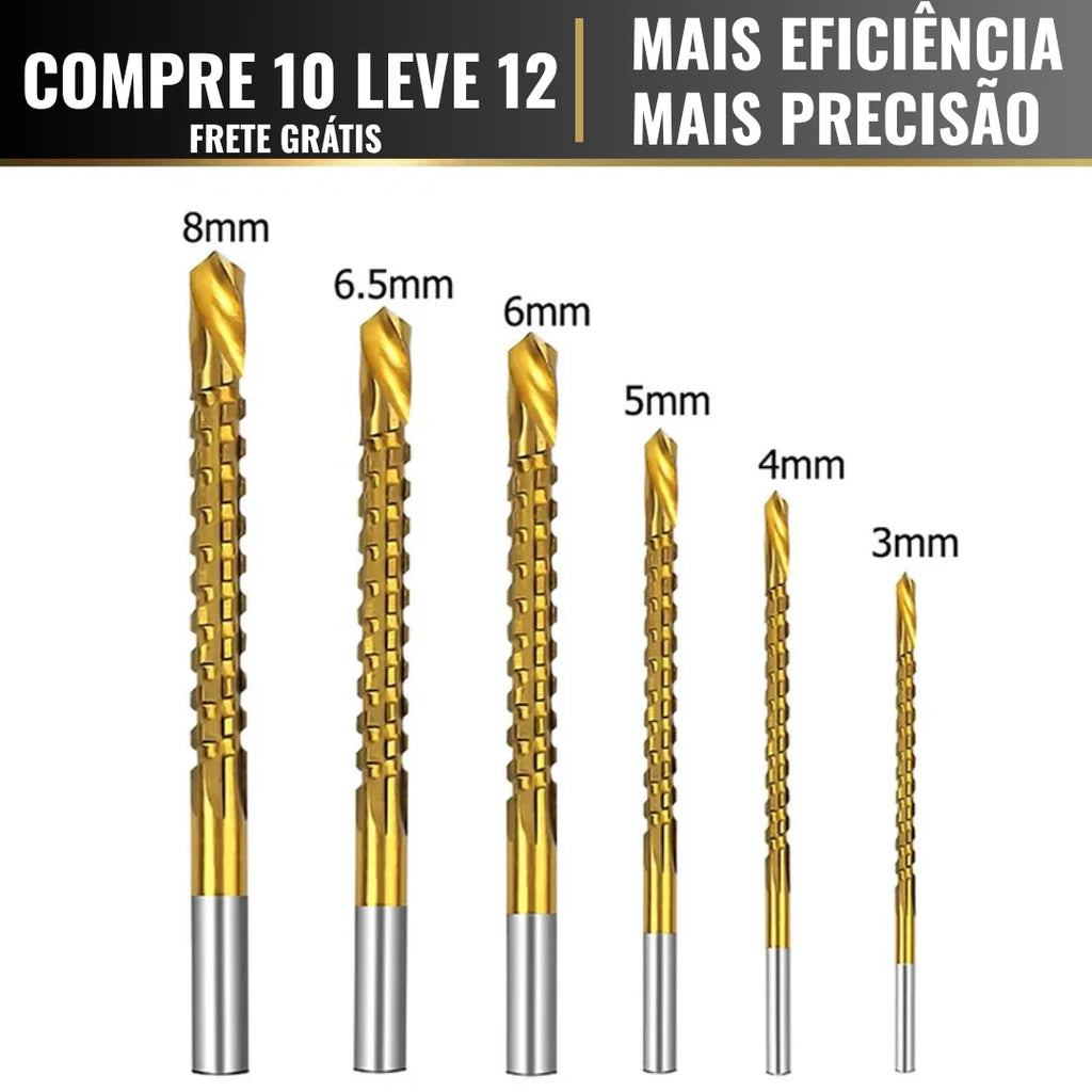 Kit Brocas de TitaniumTwist 3 em 1 - Perfura, Corta e Lixa