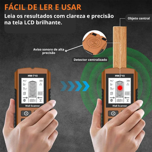detector de parede 5 em 1, detector fio elétrico parede, detector metal viga madeira, detector parede display LCD, detector parede drywall concreto, scanner parede eletricista, detector parede alarme sonoro, detector parede antes furar, detector estrutural obra, detector parede portátil leve