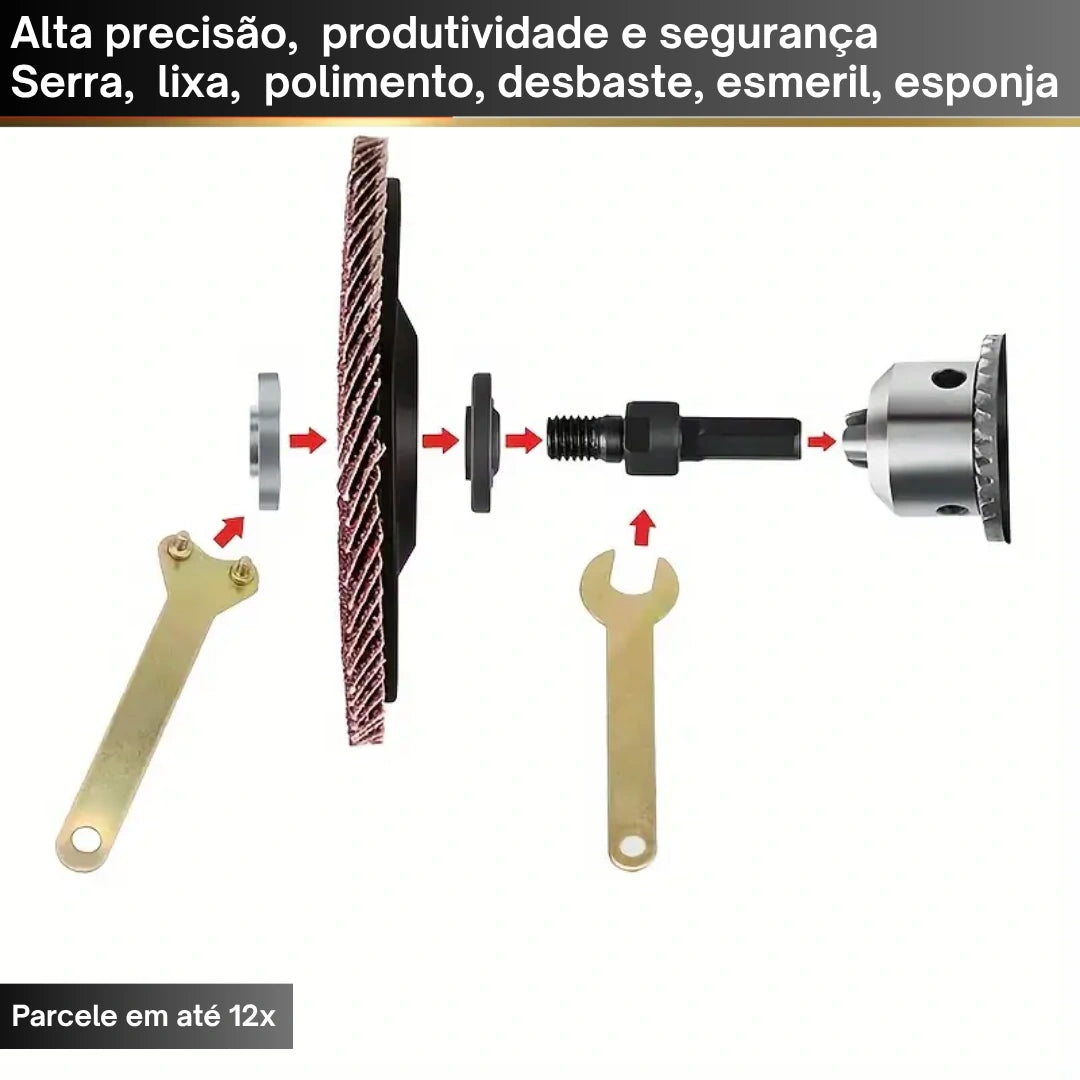 Kit Conversão de Furadeira para Esmerilhadeira Angular - Alta Precisão e Segurança