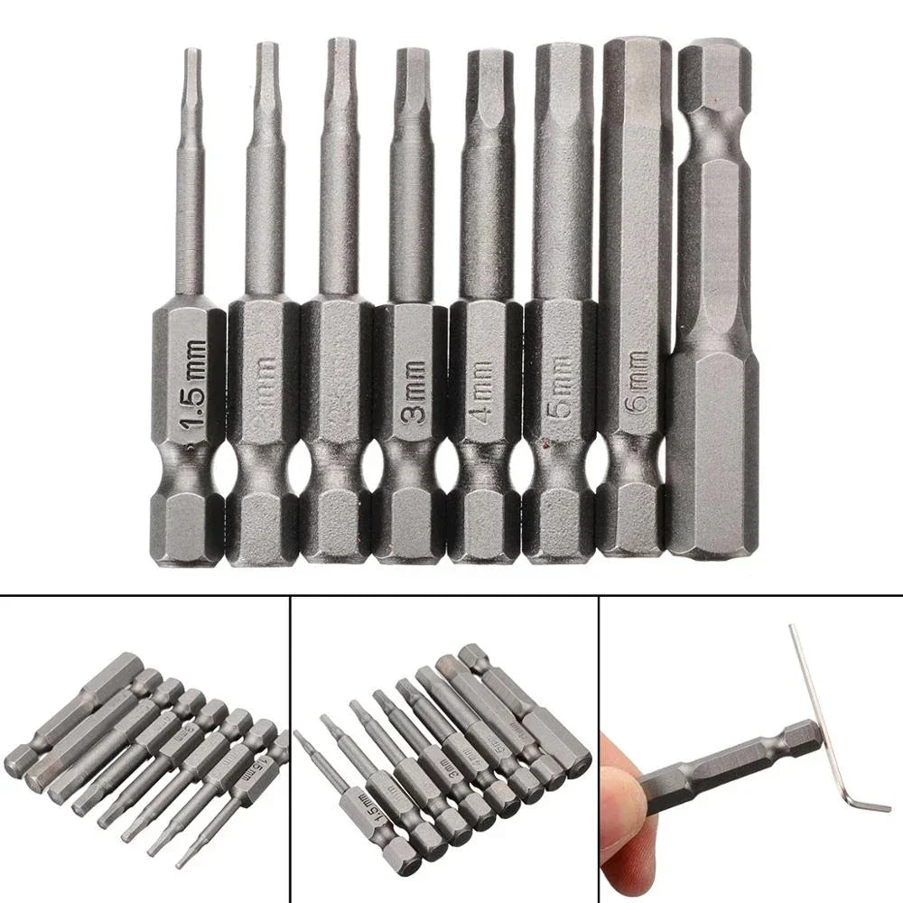 Kit 8 Brocas Sextavadas de Aço Magnéticas