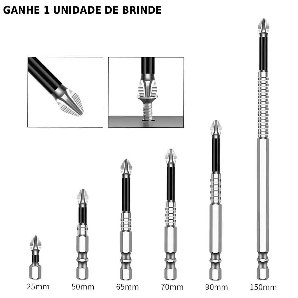 Ponteiras Magnéticas Philips - Aço Carbono Anti-Impacto