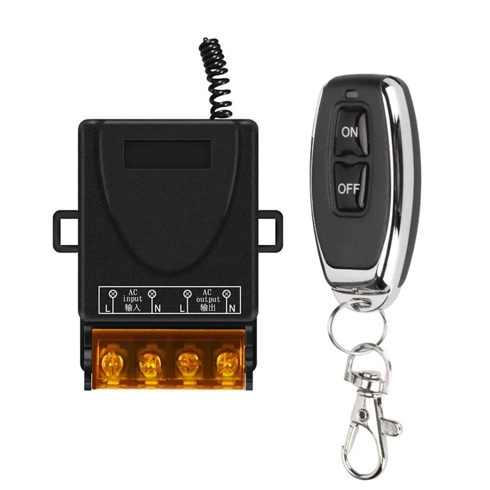 controle remoto RF 433 MHz, receptor bivolt sem Wi-Fi, controle remoto portão, controle bomba d'água, controle remoto iluminação, receptor 15A 110V 220V, controle sem fio dispositivos, automação residencial sem internet, controle remoto atravessa paredes, receptor caixa elétrica padrão