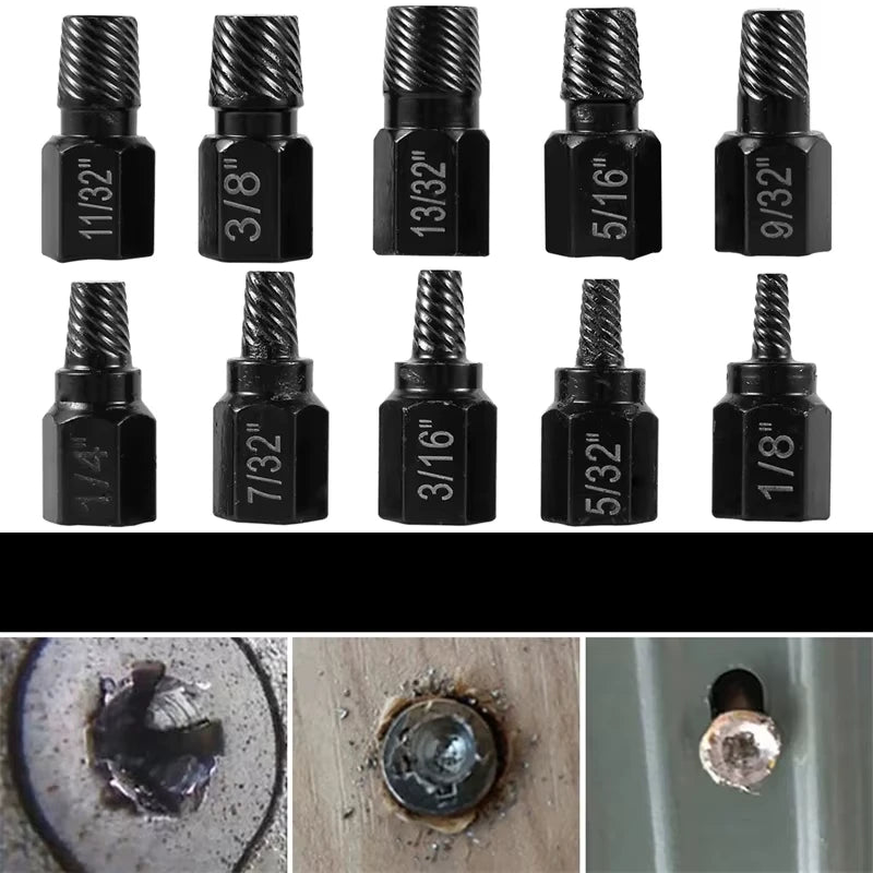 Kit 10 Extratores de Parafuso Quebrado - Soquete Sextavado